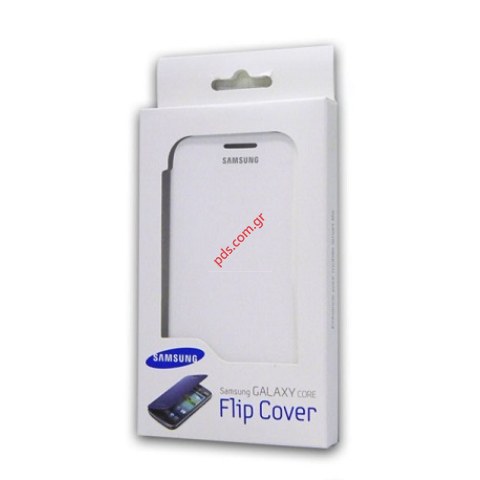 Γνήσια θήκη Samsung Flip EF-FI826BWE Galaxy Core Duos (i8262) White (EU Blister) σε λευκό χρώμα