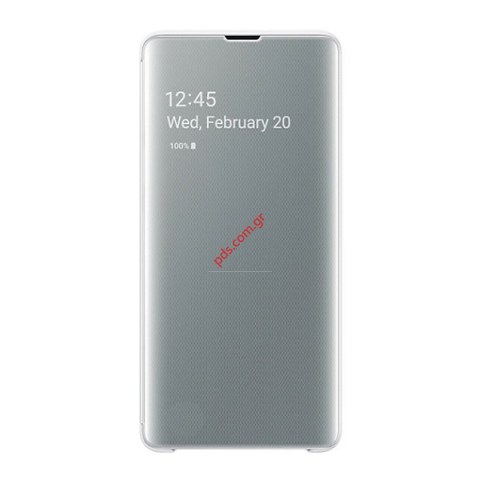 Γνήσια θήκη Samsung G975 Galaxy S10 Plus White Clear View Cover EF-ZG975CWE σε λευκό χρώμα EU NEW Blister (ΕΞΑΝΤΛΗΘΗΚΑΝ)