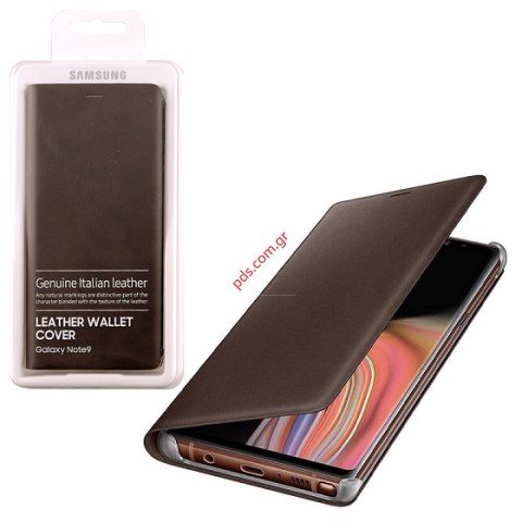 Γνήσια θήκη Samsung Galaxy Note 9 N960 Brown Leather Wallet Cover (EF-WN960LAEGWW) σε καφέ χρώμα Γνήσια θήκη Samsung Galaxy Note 9 N960 Brown Leather Wallet Cover (EF-WN960LAEGWW) σε καφέ χρώμα
