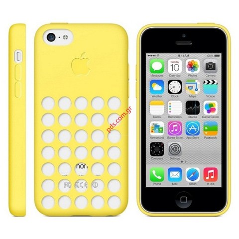 Γνήσια Θήκη σιλικόνης iPhone 5C MF038ZM/A Yellow σε κίτρινο χρώμα με τρύπες Blister