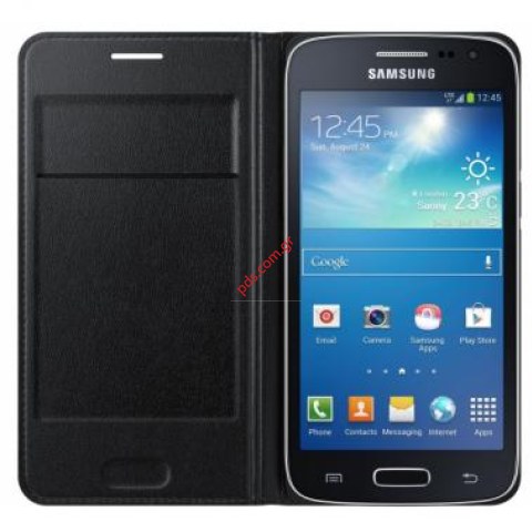 Γνήσια θήκη βιβλίου Samsung Galaxy Core G386F 4G LTE Flip wallet EF-WG386BBEG Black σε μαύρο χρώμα 