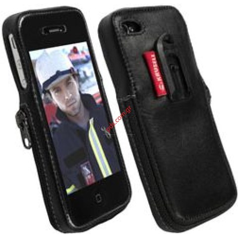 Δερμάτινη θήκη classic Krusell για Apple iPhone 4G, 4S με φερμουάρ zip και belt clip.