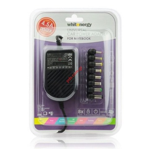 Φορτιστής αυτοκινήτου Notebook Whitenergy 12V / 80W φορητών υπολογιστών με 8 διαφορετικά τύπου φις
