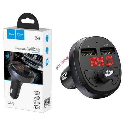 Ασύρματο Bluetooth HOCO E41 USB 2 PORT LED Φορτιστής και αναμεταδότης FM Box 