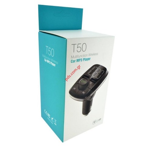 Ασύρματο Bluetooth T50 MP3 Player FM Transmitter με Οθόνη LCD Led USB Ports