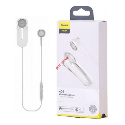 Ακουστικό Bluetooth Baseus Encok A06 (NGA06-02) White με κλιπ IP54 με δόνηση σε λευκό χρώμα BOX (ΕΞΑΝΤΛΗΘΗΚΑΝ)
