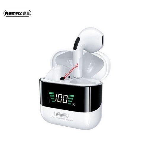 Ασύρματα ακουστικά Bluetooth TWS Remax 10 PLUS White με οθόνη LED stereo Box