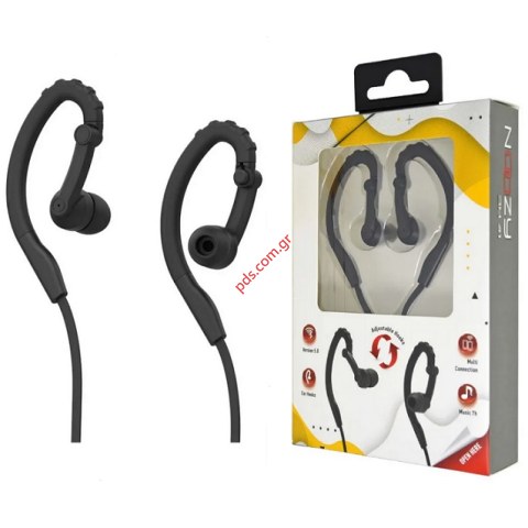 Ασύρματο ακουστικό Bluetooth Noozy BH41 Necklace stereo Multipoint Black ρυθμιζόμενο ακουστικό Box