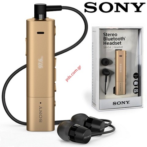 Ασύρματο ακουστικό Bluetooth Sony Stereo Headset SBH54 Gold NFC, FM Radio σε χρυσό χρώμα BOX (ΕΞΑΝΤΛΗΘΗΚΕ)