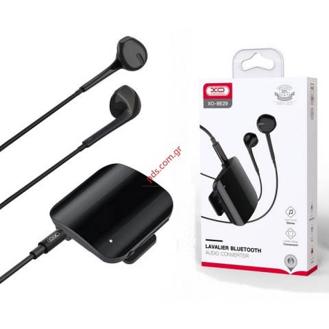 Ασύρματο ακουστικό Clip Bluetooth XO BE29 BT V5.0 Stereo Black με στερεοφωνικό καλώδιο Clip cable σε μαύρο χρώμα headset clip (ΒΟΧ)