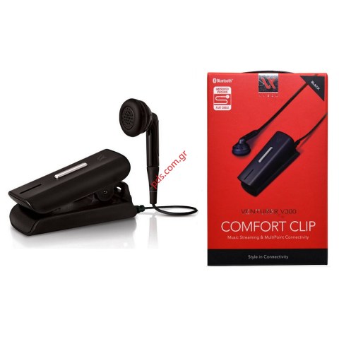 Ασύρματο Bluetooth Hands Free Vieox Venturer V300 Black με Πλακέ Καλώδιο και Buzzer Multi Pairing Μαύρο Clip cable Box (ΕΞΑΝΤΛΗΘΗΚΑΝ)