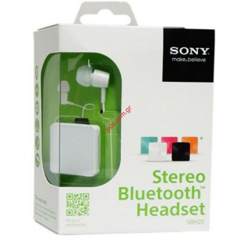 Γνήσιο ασύρματο στερεο ακουστικό Bluetooth Sony SBHS0 White (BOX) σε λευκό χρώμα