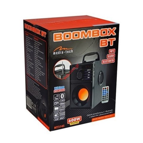 Φορητό Ηχείο Bluetooth Media-Tech Boombox MT3145 V2 600W, με Τηλεχειριστήριο & Ενσωματωμένο Woofer Μαύρο  Black Μαύρο 
