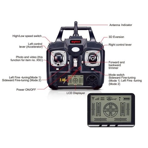 Ιπτάμενο τετράπτερο SYMA 5C3 2.4G 4-Kanal Gyro HD Camera White