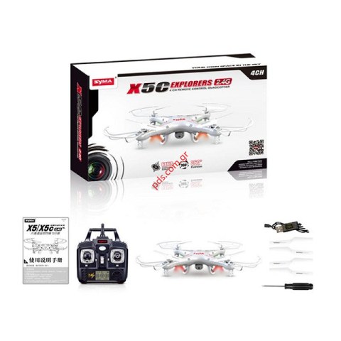 Ιπτάμενο τετράπτερο SYMA 5C3 2.4G 4-Kanal Gyro HD Camera White