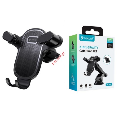 Βάση αυτοκινήτου κινητών Celebrat HC-08 Black για smartphone σε ταμπλό & αεραγωγών, μαύρη Box