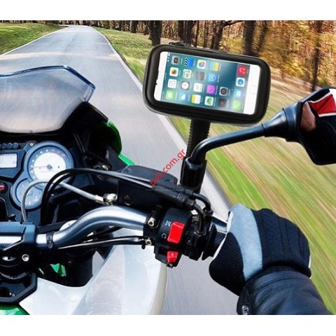 Βάση Καθρέπτη MR-007B με Θήκη (10X17cm) για μηχανές Αδιάβροχη 7 ιντσών σε μαύρο χρώμα