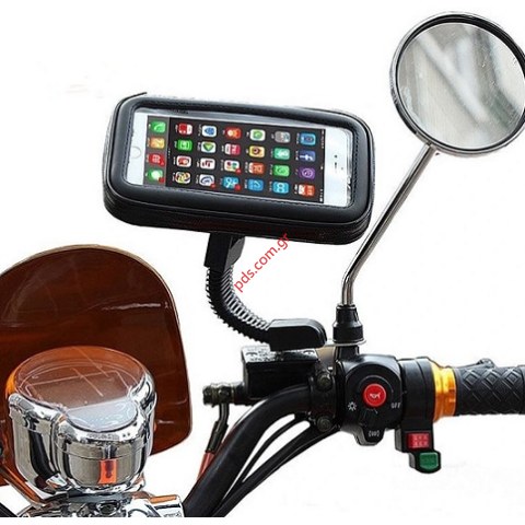 Βάση Καθρέπτη MR-007B με Θήκη (10X17cm) για μηχανές Αδιάβροχη 7 ιντσών σε μαύρο χρώμα