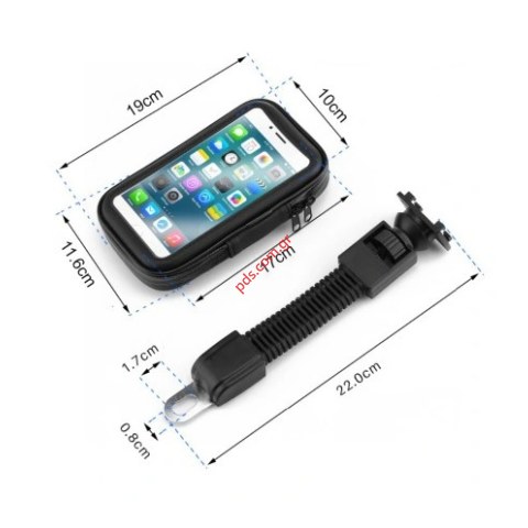 Βάση Καθρέπτη MR-007B με Θήκη (10X17cm) για μηχανές Αδιάβροχη 7 ιντσών σε μαύρο χρώμα