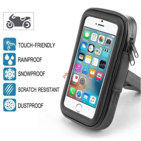 Βάση μηχανής Καθρέπτη MR-063B (8,5x16,5cm) με Θήκη για μηχανές Αδιάβροχη 6.3 ιντσών σε μαύρο χρώμα