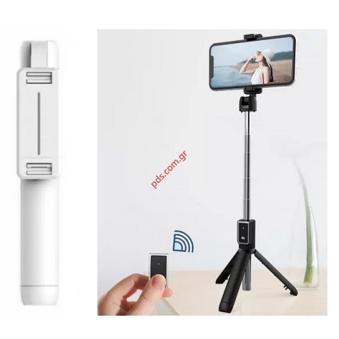 Aσύρματο mini selfie stick P50 White Wireless με μπουτόν Bluetooth Box