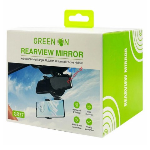 Βάση στήριξης καθρέπτη GR37 Mirror Black για αυτοκινήτο κινητά τηλέφωνα Smartphone και Tablet Box