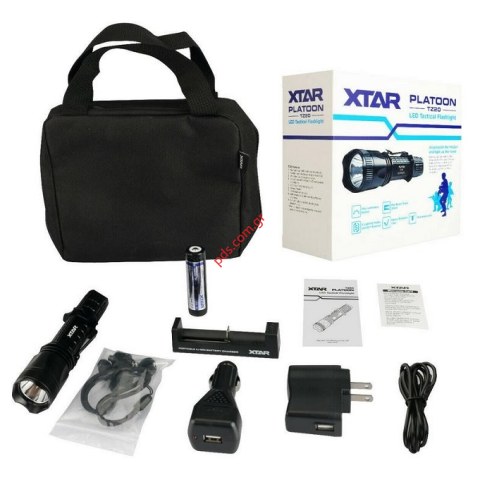 Σετ Φακός Xtar TZ20 XM-L2 U2 IPX8 Μαύρος 840 Lumens/Απόσταση 200m με Φορτιστή και Τσαντάκι Αποθήκευσης