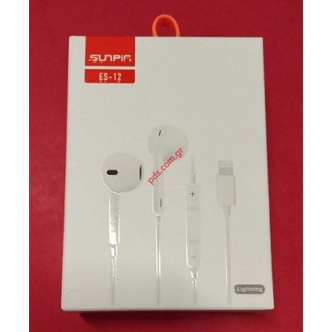 Ακουστικά Hands Free ES-12 Lightning 8 PIN Earphones Stereo Λευκό 1,2μ White Box Ακουστικά Hands Free ES-12 Lightning 8 PIN Earphones Stereo Λευκό 1,2μ White Box