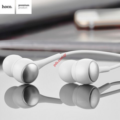 Ακουστικά Hands Free Hoco M19 White 3.5mm Drumbeat Universal Earphones Stereo Λευκά με Μικρόφωνο και Πλήκτρο Λειτουργίας