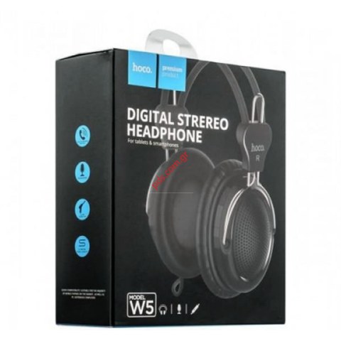 Ακουστικά κεφαλής Hoco Manno W5 Stereo 3.5mm Black σε μαύρο χρώμα  BOX