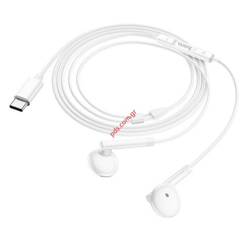 Ακουστικά με καλώδιο Hands Free Hoco M95 USB-C White 1.2m Earphones Stereo σε λευκό χρώμα για Συσκευές Apple & Samsung κτλπ Box