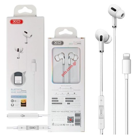 Ακουστικά με καλώδιο στέρεο XO EP24 White Bluetooth Music Earphone υποδοχή Lightning 8 pin 1.2m Box