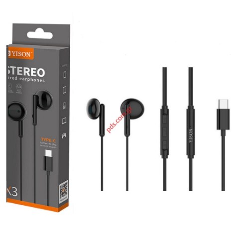 Ακουστικά στέρεο Earphones YISON με μικρόφωνο X3, Type-C, 1.2m, μαύρα Black Box Ακουστικά στέρεο Earphones YISON με μικρόφωνο X3, Type-C, 1.2m, μαύρα Black Box
