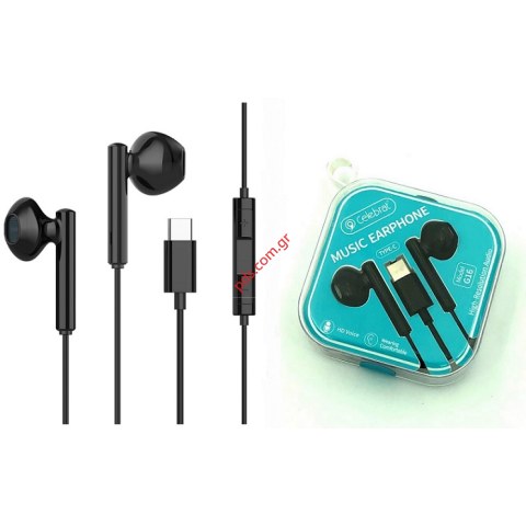 Ακουστικά στέρεο handsfree Celebrat G16 Type-C Μαύρο Black Box