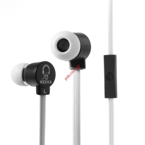 Ακουστικά στέρεο KEEKA Noodle shaped 3.5mm White/Black σε λευκό με μαύρο χρώμα (In-Ear with Mic for iPhone etc) Ακουστικά στέρεο KEEKA Noodle shaped 3.5mm White/Black σε λευκό με μαύρο χρώμα (In-Ear with Mic for iPhone etc)