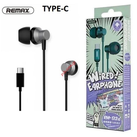 Ακουστικά στέρεο Remax RM-512 TYPE-C 1.2M Black σε μαύρο χρώμα Box