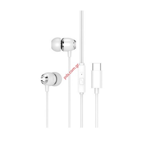 Ακουστικά στέρεο XO EP25 USB-C Stereo white Handsfree με καλώδιο σε λευκό χρώμα Box