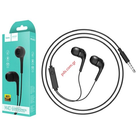 Ακουστικό Hands Free Hoco M40 Prosody 3.5mm Black Earphones Stereo Μαύρα 1.2m με Μικρόφωνο και Πλήκτρο Λειτουργίας.