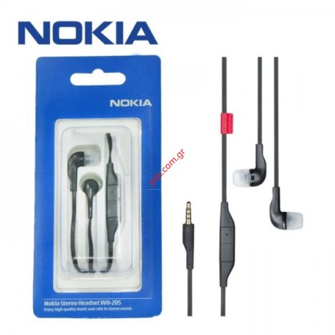 Γνήσια ακουστικά κεφαλής αυτιού Nokia WH-205 Stereo black blister Γνήσια ακουστικά κεφαλής αυτιού Nokia WH-205 Stereo black blister
