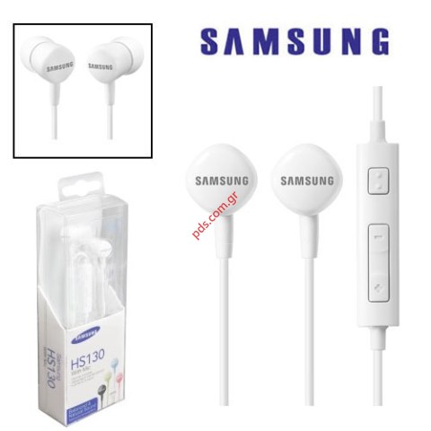Γνήσια ακουστικά Samsung Headset HS130 White Stereo λευκό Blister. Γνήσια ακουστικά Samsung Headset HS130 White Stereo λευκό Blister.