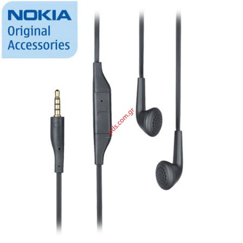 Original headset stereo Nokia WH-207 jack 3.5mm Black (BLISTER)