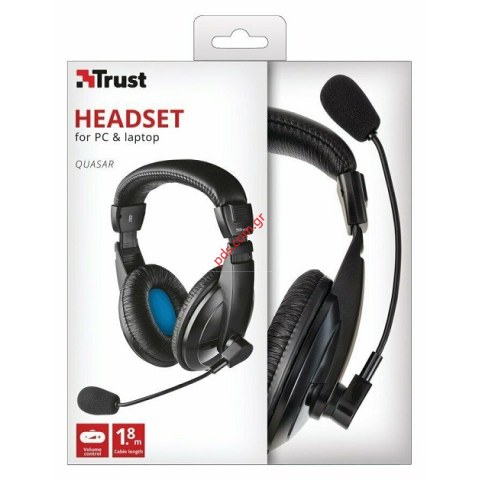 Ακουστικά κεφαλής Trust Quasar PC Stereo Black Jack 3.5 mm με καλώδιο Over-the-ear και μικρόφωνο
