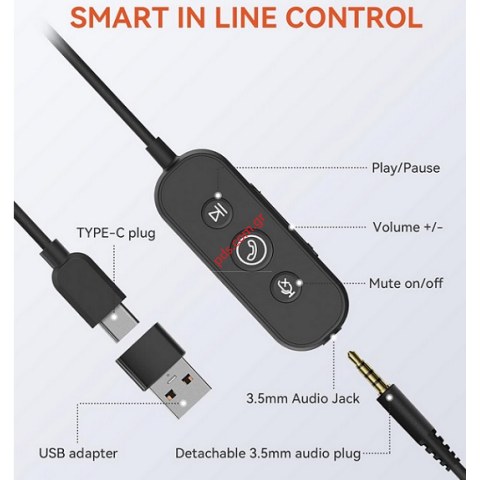 Ακουστικά κεφαλής ενσύρματο USB NUROUM AW-HP11-SU-02 Stereo με μικρόφωνο Boom Black Box
