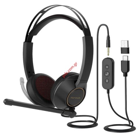 Ακουστικά κεφαλής ενσύρματο USB NUROUM AW-HP11-SU-02 Stereo με μικρόφωνο Boom Black Box