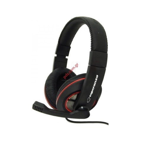 Ακουστικά κεφαλής Esperanza EH118 Stereo 3.5mm με μικρόφωνο σε μαύρο χρώμα  BOX