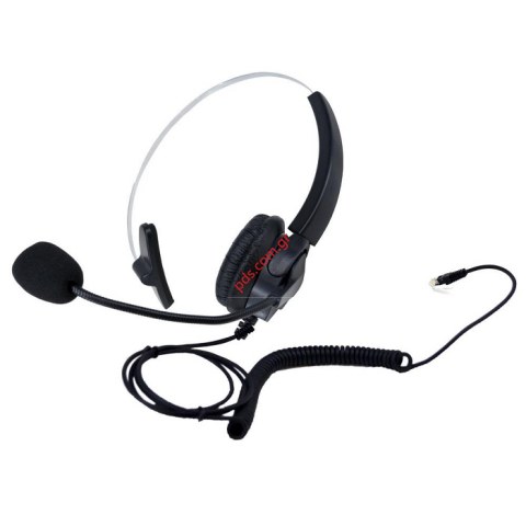 Ενσύρματο Aκουστικό Κεφαλής Noozy RJ9 Μαύρο Ασημί με Μικρόφωνο για Σταθερά Τηλέφωνα 