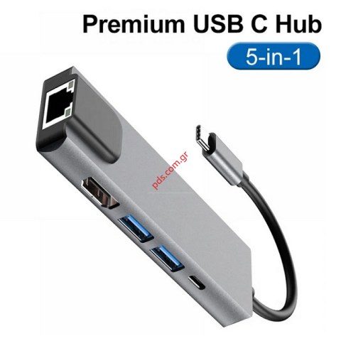 Adaptor HW-TC21 HUB 5 In 1 Type C To HUB Smart Dock PD charging Box