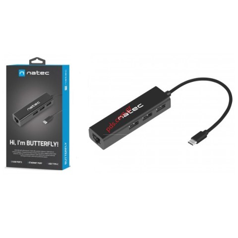 Adaptor NATEC HUB USB-C BUTTERFLY 3X USB 2.0 TYPE-C, RJ45A Adaptor NATEC HUB USB-C BUTTERFLY 3X USB 2.0 TYPE-C, RJ45A
