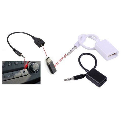 Audio Male Jack PlugAUX 3.5mm  to USB 2.0 Female Cable Oem. Audio Male Jack PlugAUX 3.5mm  to USB 2.0 Female Cable Oem.