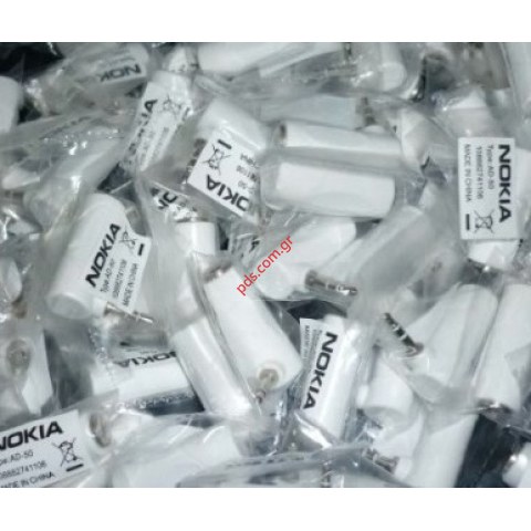 Αντάπτορας μετατροπής Audio Nokia AD-50 Stereo απο 3.5mm σε 2.5mm white (BULK)